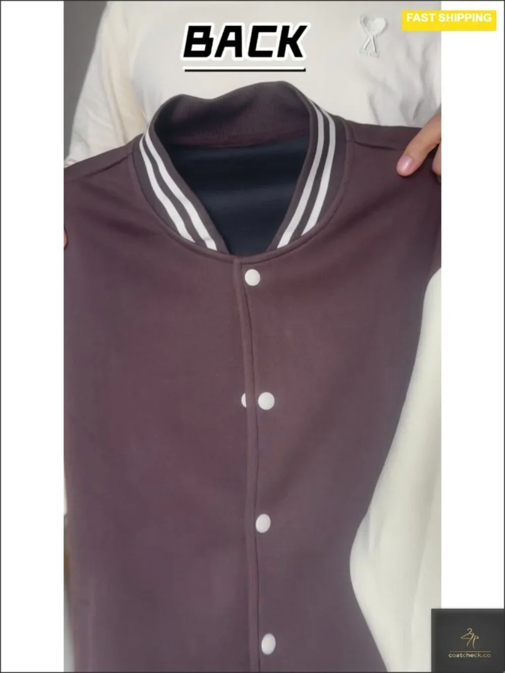 Cotton Blend Letterman Varsity Bomber Jacket Slim Fit